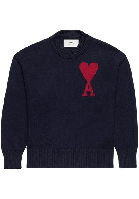 Maglione Ami de Coeur con intarsio in blu - AMI unisex